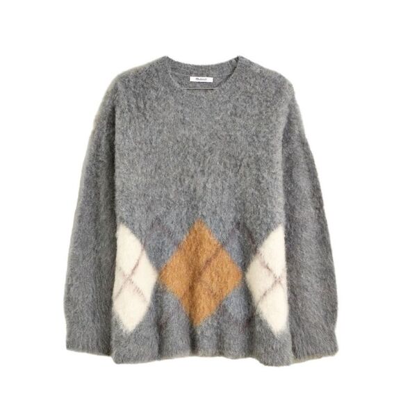 New! Madewell Gray Argyle Sweater Sz XXS - Picture 5 of 7